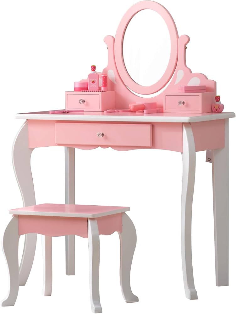 Amazon.co.jp: おままごとドレッサー 子供用ドレッサー 可愛い 三面鏡
